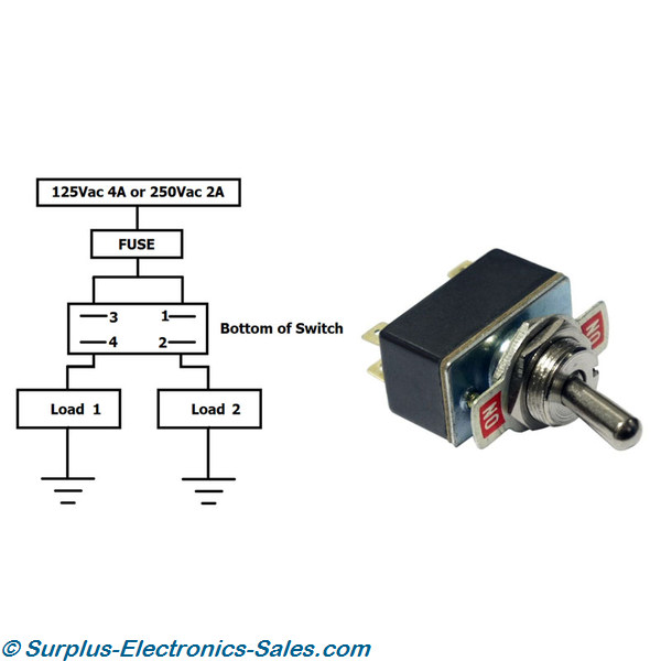 ON/ON Change-Over Toggle Switch 4 Amp 125VAC - Click Image to Close